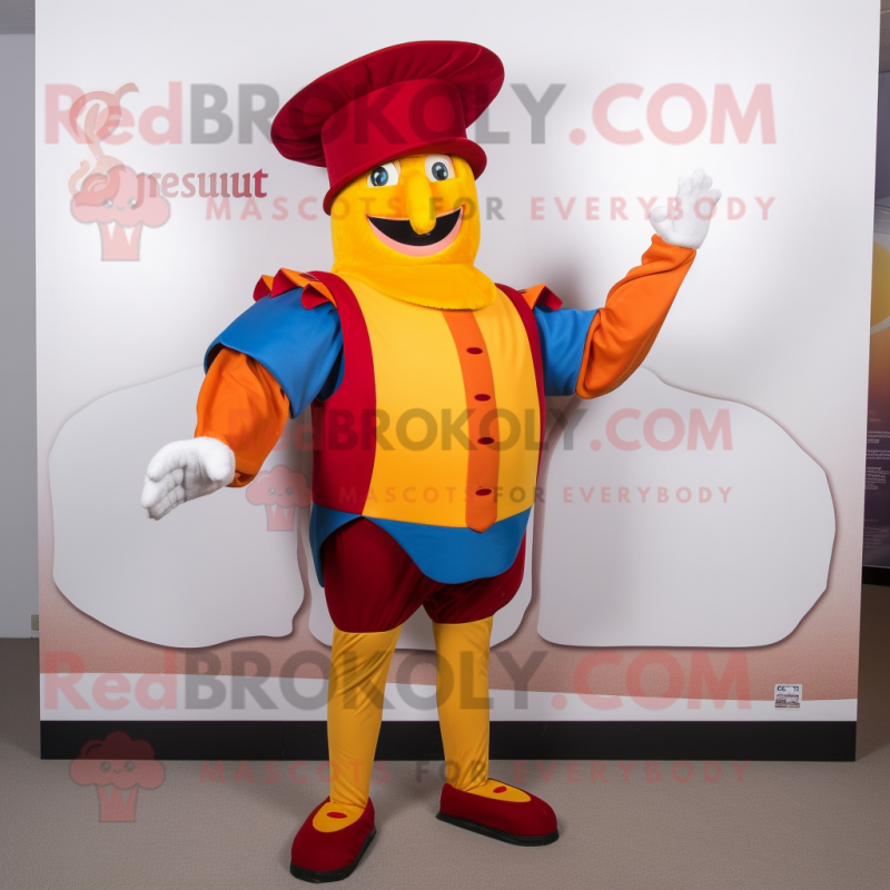 Rust Swiss Guard mascot costume character dressed with a Leggings and Hats Rust Swiss Guard mascot costume character dressed with a Leggings and Hats