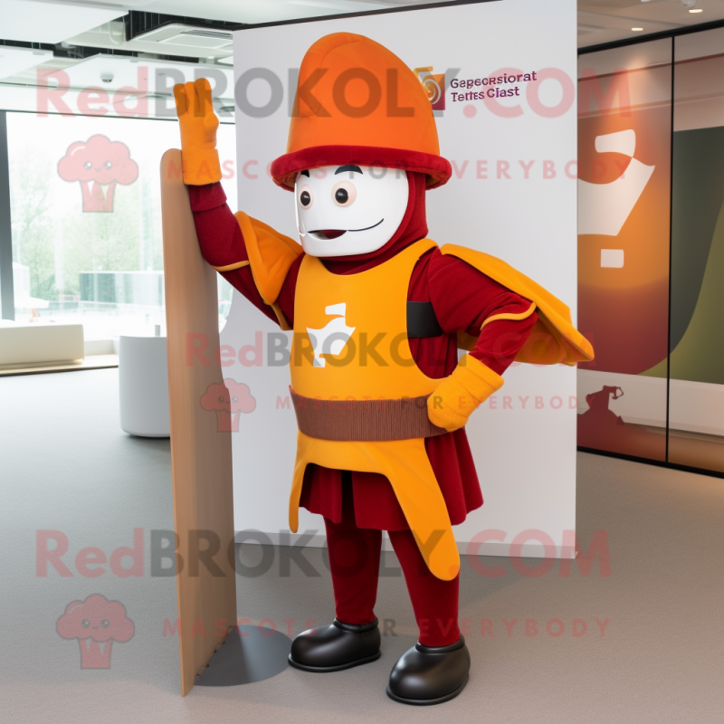 Rust Swiss Guard mascot costume character dressed with a Leggings and Hats Rust Swiss Guard mascot costume character dressed with a Leggings and Hats