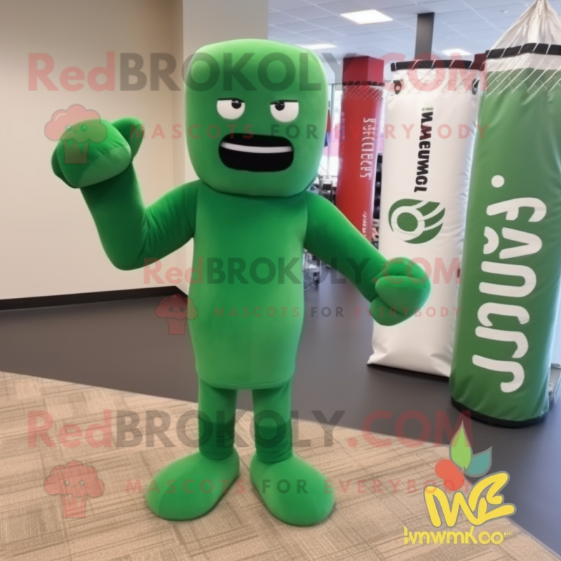 Forest Green Boxing Glove mascot costume character dressed with a One-Piece Swimsuit and Scarf clips Forest Green Boxing Glove mascot costume character dressed with a One-Piece Swimsuit and Scarf clips