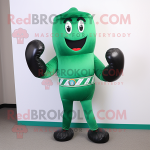 Forest Green Boxing Glove mascot costume character dressed with a One-Piece Swimsuit and Scarf clips