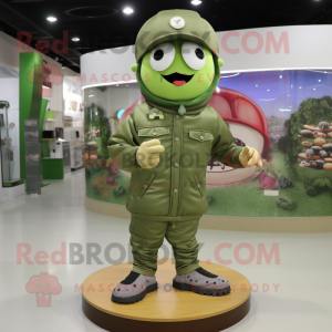 Olive Wedding Cake mascot costume character dressed with a Windbreaker and Caps