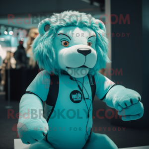 Cyan Lion mascotte kostuum...