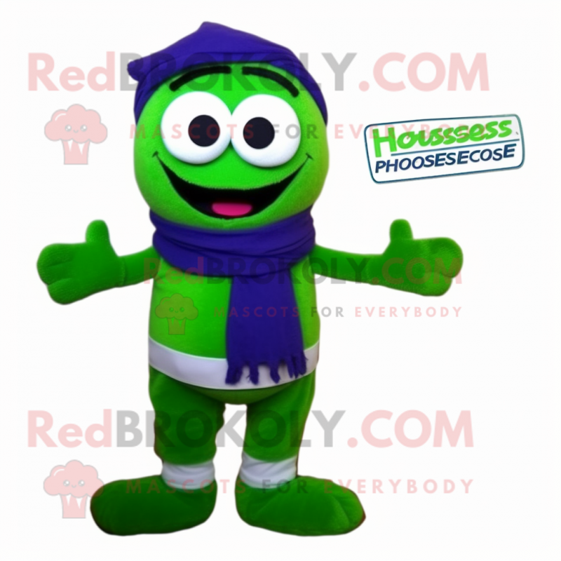Forest Green Moussaka mascot costume character dressed with a Henley Tee and Scarves Forest Green Moussaka mascot costume character dressed with a Henley Tee and Scarves