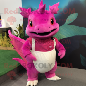 Magenta Axolotls mascot costume character dressed with a Tank Top and Ties