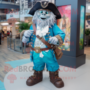 White Pirate mascot costume character dressed with a Boyfriend Jeans and Bracelet watches