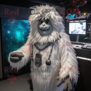 Silver Yeti maskot kostym...