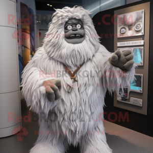 Silver Yeti mascot costume character dressed with a Cover-up and Bracelets