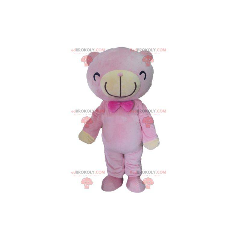 Mascote ursinho de pelúcia rosa e bege - Redbrokoly.com