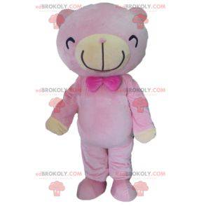 Mascotte roze en beige teddybeer - Redbrokoly.com