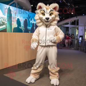 Cream Lynx maskot kostym...