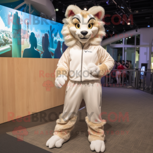 Cream Lynx maskot drakt...