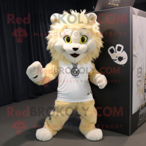 Cream Lynx maskot kostume...