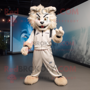 Cream Lynx maskot kostym...