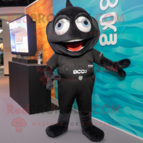 Black Cod mascot costume character dressed with a Romper and Smartwatches