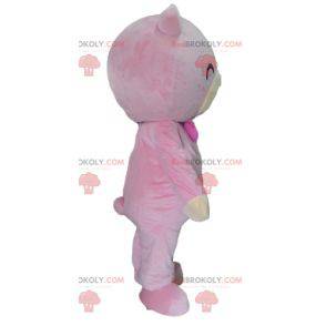 Mascote ursinho de pelúcia rosa e bege - Redbrokoly.com