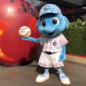 Sky Blue Baseball Ball mascot costume character dressed with a Mini Skirt and Wallets