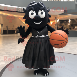 Black Basketball Ball mascot costume character dressed with a Skirt and Wraps