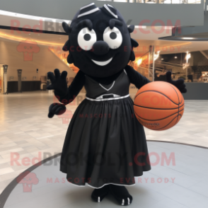 Black Basketball Ball mascot costume character dressed with a Skirt and Wraps