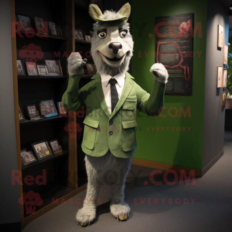 Olive Llama mascot costume character dressed with a Suit Pants and Cufflinks Olive Llama mascot costume character dressed with a Suit Pants and Cufflinks