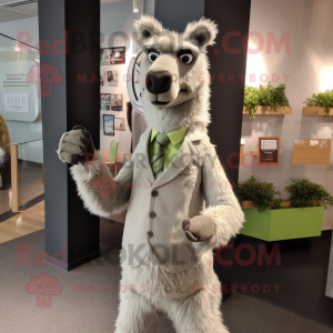 Olive Llama mascot costume character dressed with a Suit Pants and Cufflinks