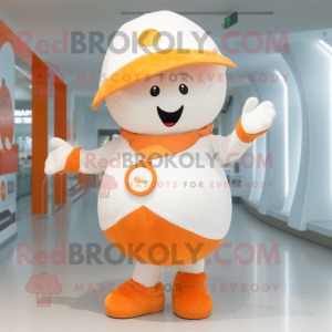 White Orange mascot costume character dressed with a Playsuit and Hats