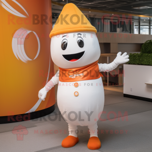 Hvid Orange maskot kostume...