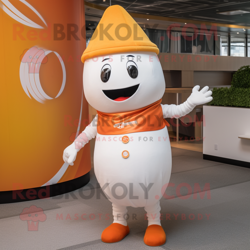 White Orange mascot costume character dressed with a Playsuit and Hats White Orange mascot costume character dressed with a Playsuit and Hats