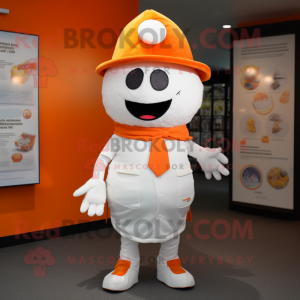 Hvid Orange maskot kostume...