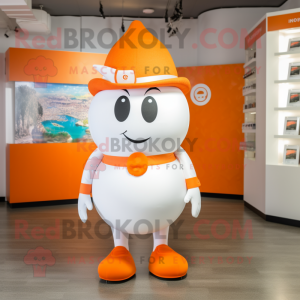 White Orange mascot costume character dressed with a Playsuit and Hats