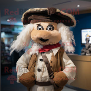 Tan Pirate mascot costume character dressed with a Polo Shirt and Shawls