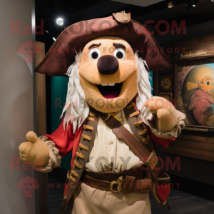 Tan Pirate maskot kostume...