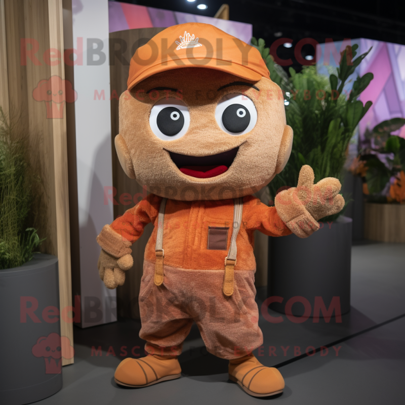 Brown Orange mascot costume character dressed with a Chinos and Headbands Brown Orange mascot costume character dressed with a Chinos and Headbands