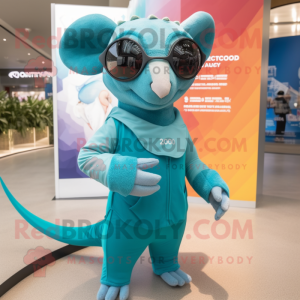 Cyan Armadillo maskot drakt...