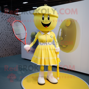 Geel tennisracket mascotte...