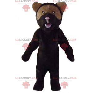 Mascotte d'ours noir et marron à l'air rugissant -