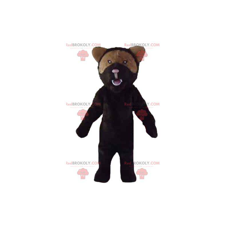 Mascota oso negro y marrón rugiendo aire - Redbrokoly.com