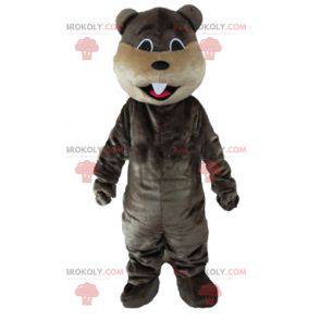 Mascot gray and beige beaver with big teeth - Redbrokoly.com