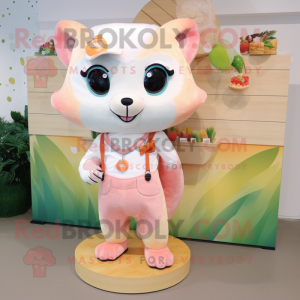 Peach Ferret mascot costume character dressed with a Capri Pants and Bracelets