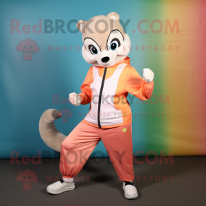 Peach Ferret mascot costume character dressed with a Capri Pants and Bracelets