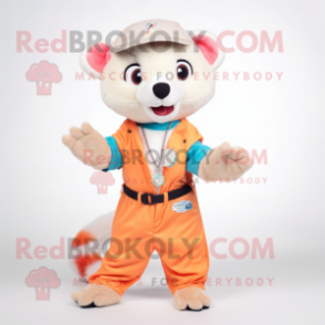 Peach Ferret mascot costume character dressed with a Capri Pants and Bracelets
