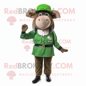 Forest Green Beef Stroganoff mascot costume character dressed with a Blouse and Berets