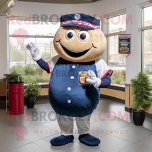 Navy Burgers mascot costume character dressed with a Baseball Tee and Keychains