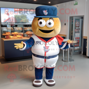 Navy Burgers mascot costume character dressed with a Baseball Tee and Keychains