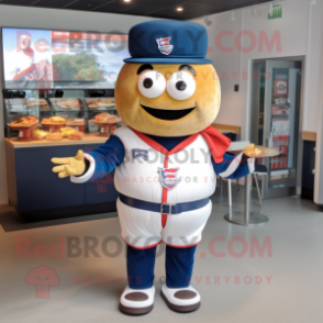 Navy Burgers mascot costume character dressed with a Baseball Tee and Keychains
