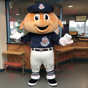 Navy Burgers mascot costume character dressed with a Baseball Tee and Keychains