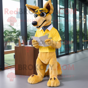 Gul Dingo maskot kostym...