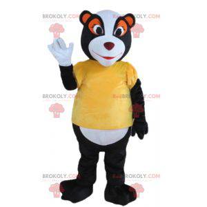 Black white and orange raccoon polecot mascot - Redbrokoly.com