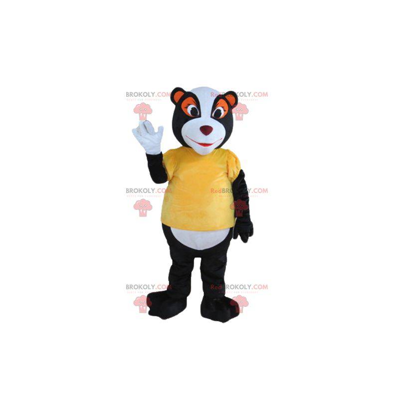 Mascote de guaxinim preto branco e laranja - Redbrokoly.com