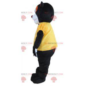 Mascote de guaxinim preto branco e laranja - Redbrokoly.com