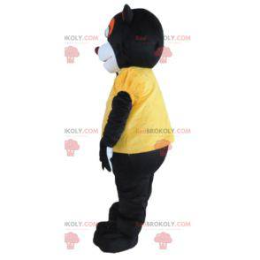 Mascote de guaxinim preto branco e laranja - Redbrokoly.com